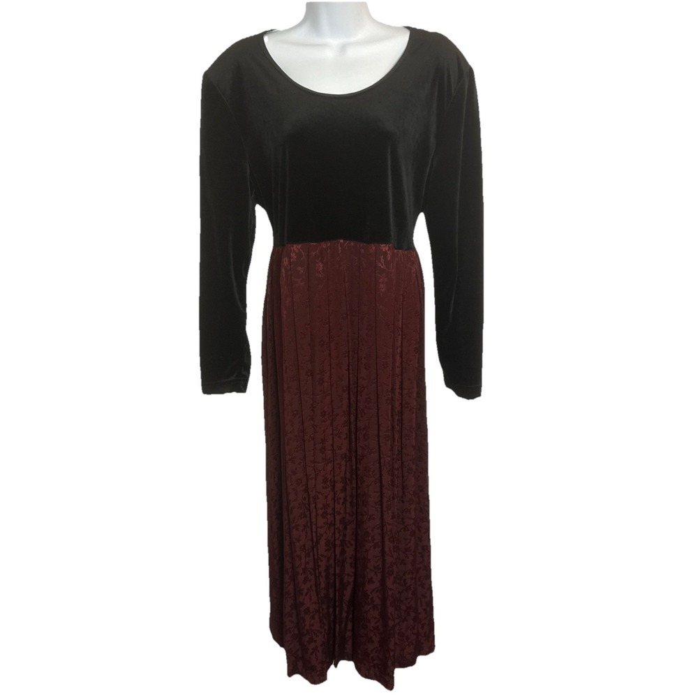 VTG Impulsive Womens 14 Black Velvet‎ Dark Red Damask Vamp Whimsigoth Event